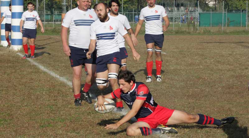 la prima meta di Scorzoni. Rugby Bologna 1928